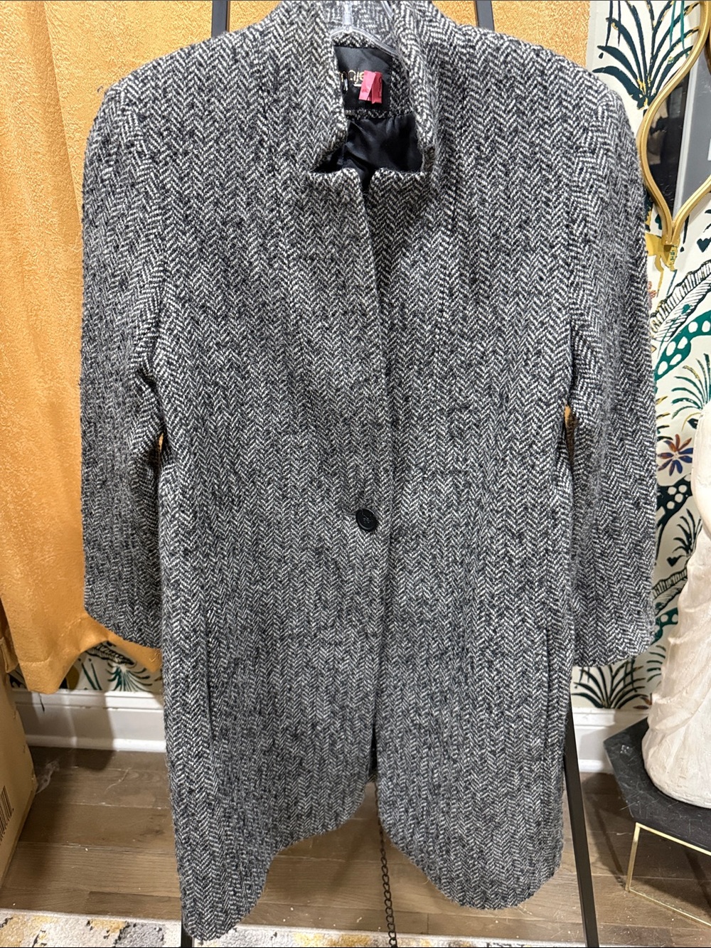 Maje Tailored Gray Herringbone Women's Pea Coat Size38